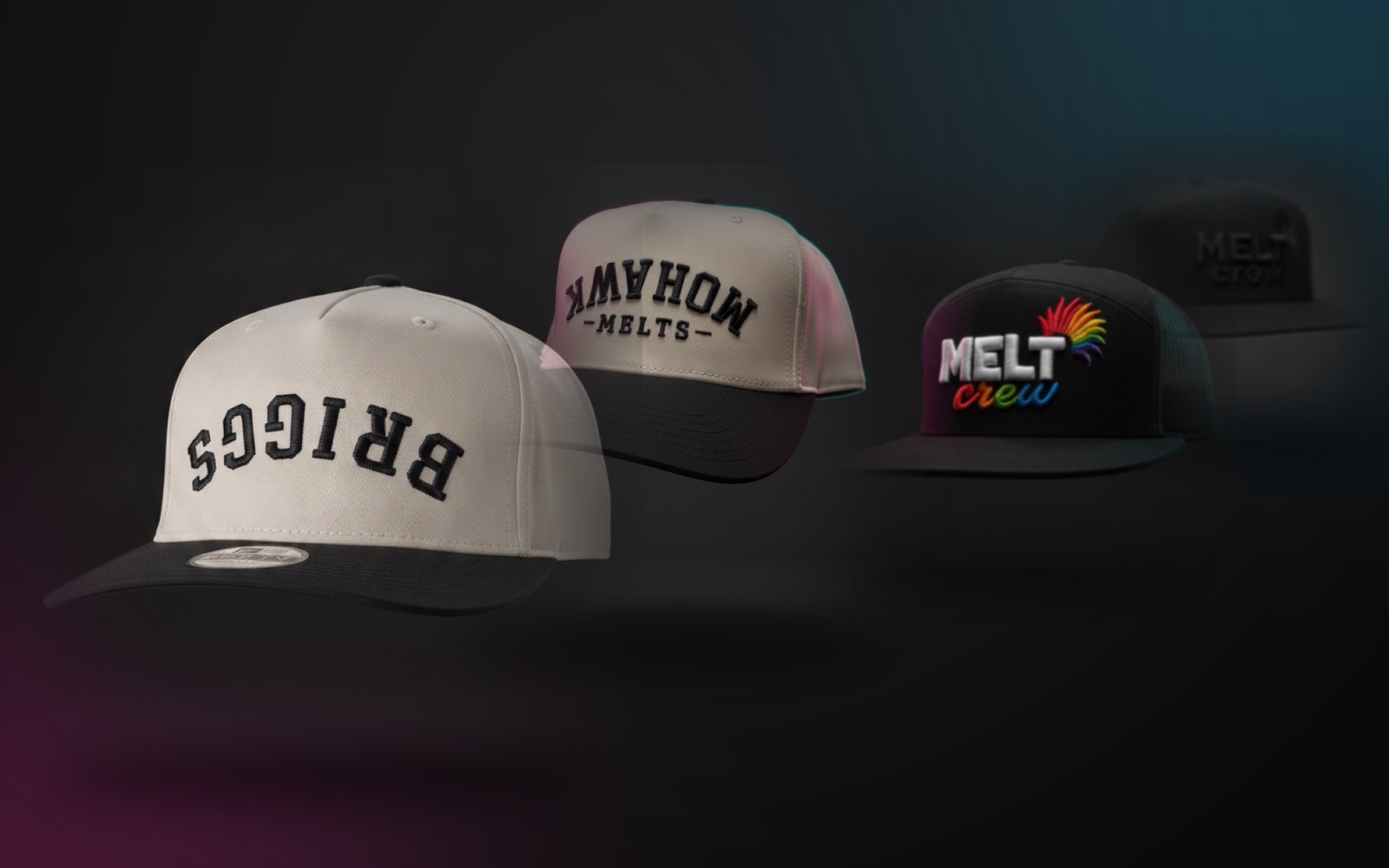 Shop the Hats collection — all four snapbacks including the Briggs upside-down hat