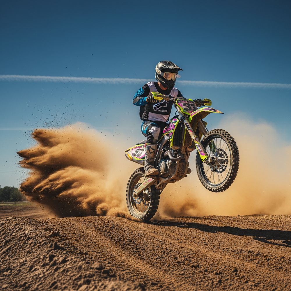 Motocross rider mid-jump