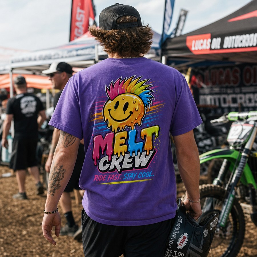 Fan wearing Mohawk Melts MELT CREW tee at a Lucas Oil motocross event
